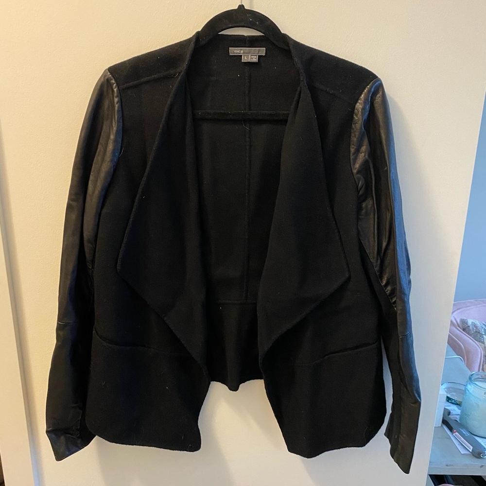STUNNING Vince leather and wool blazer